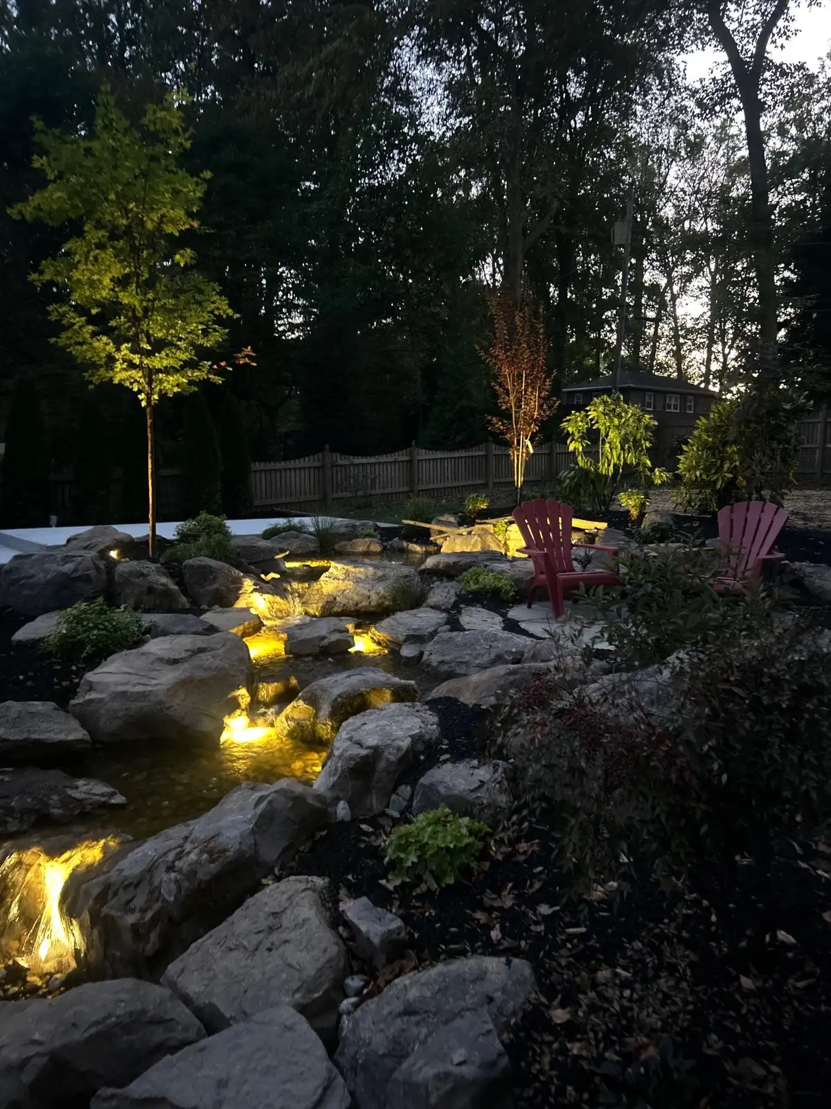 Small water feature with natural edging