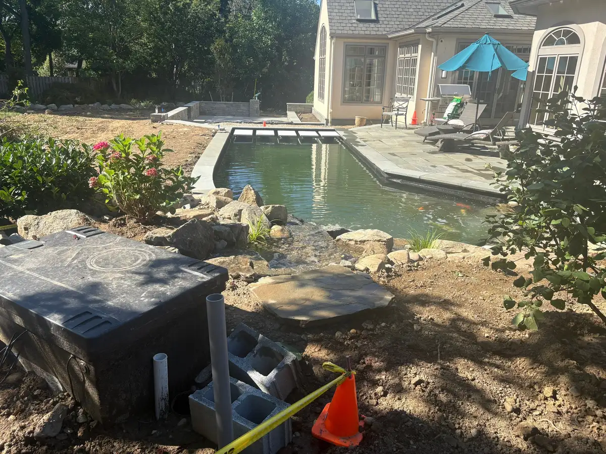 Clear maintained pond water