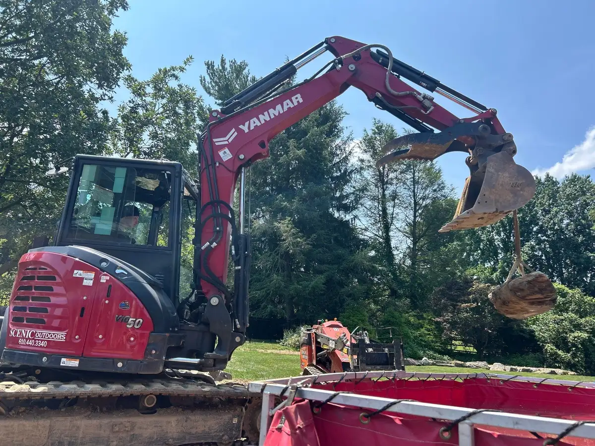 Large waterfall construction project on a rural Chester County property